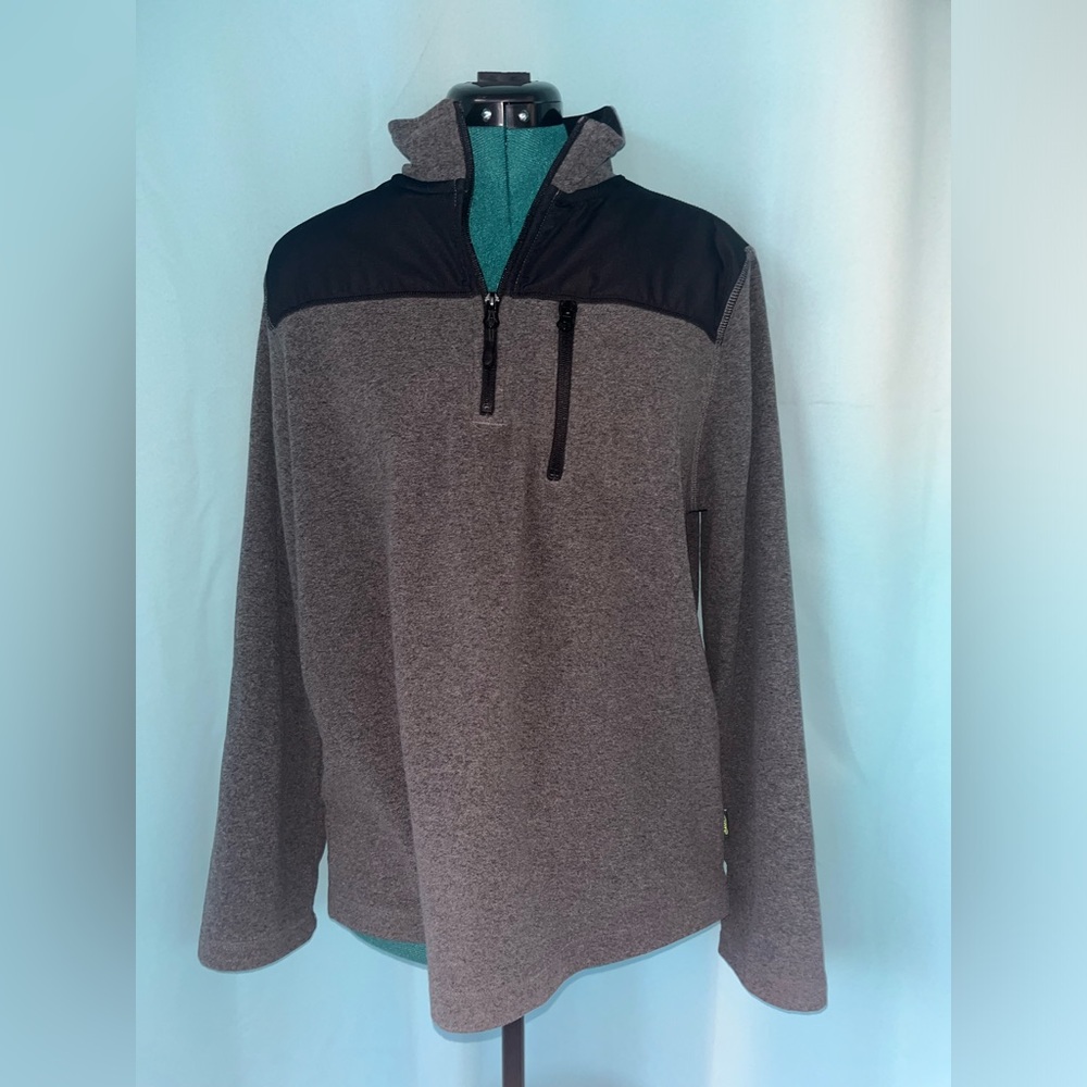 Bass Gray and Black Fleece Pullover Jacket Mens Sz S